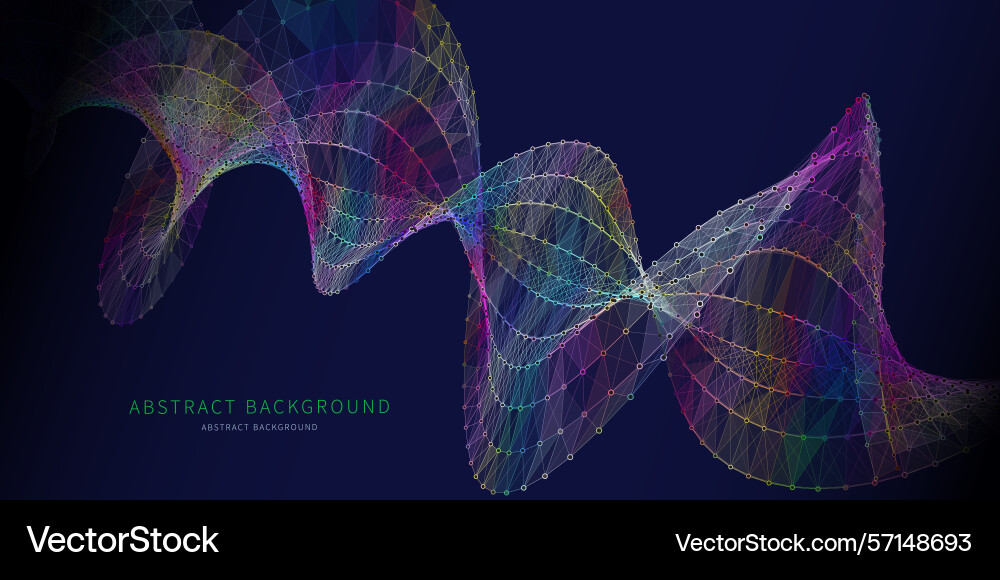 Abstract grid helix from color polygons in dark vector image