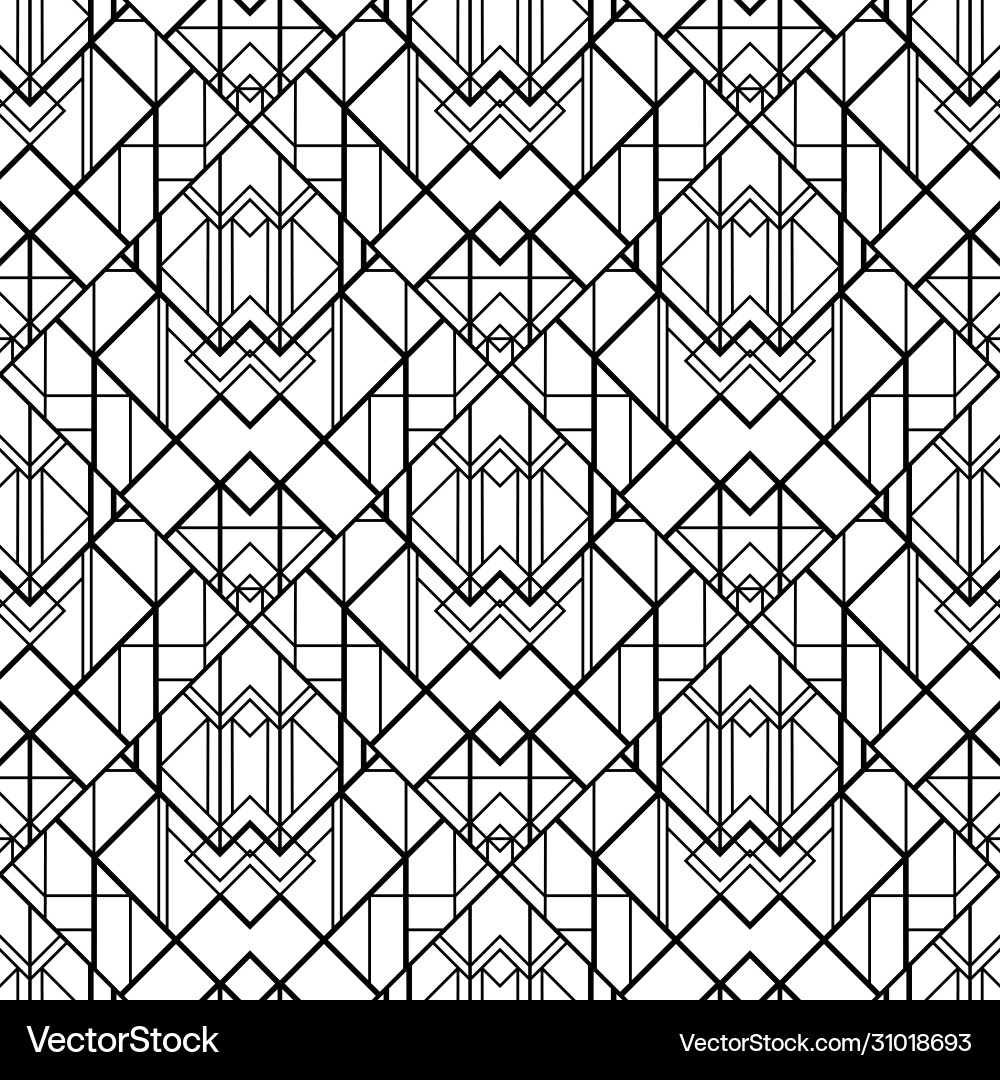 Art deco pattern black white background Royalty Free Vector