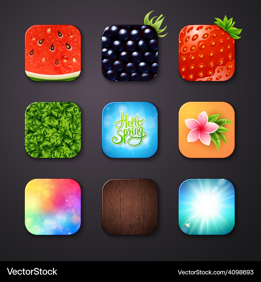 Attractive square buttons with different designs Vector Image
