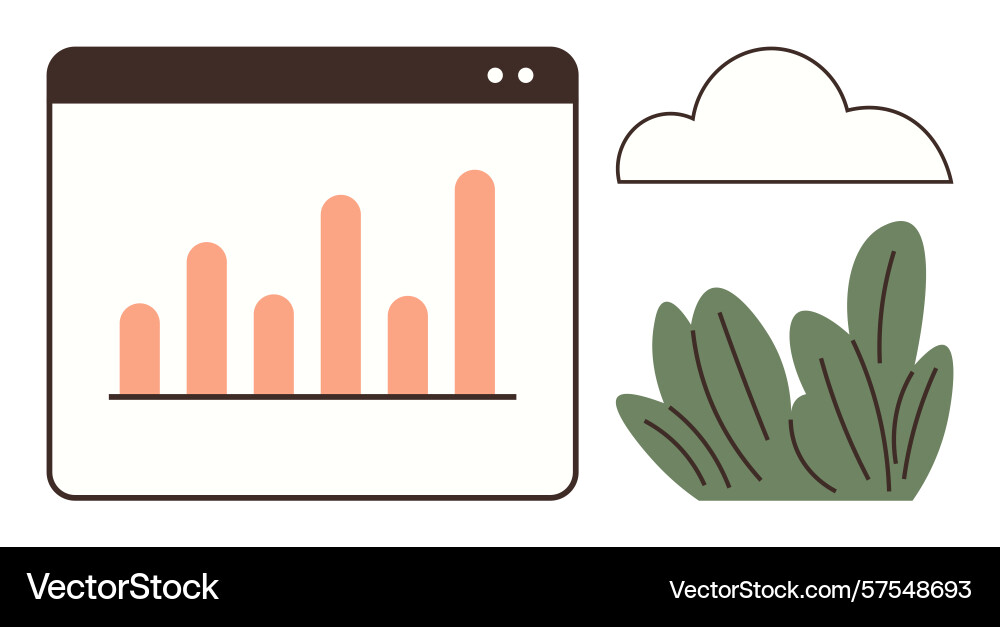 Bar chart growth in browser window with cloud Bar chart growth in browser window with cloud vector image