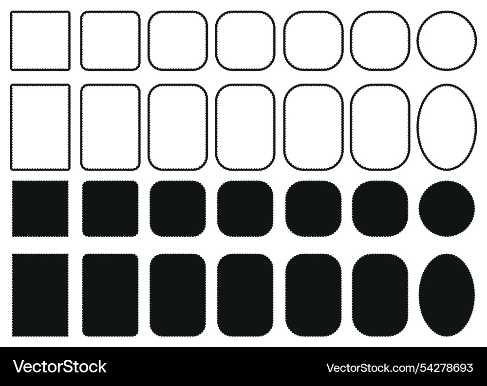 Classic scalloped edge frame stroke and fill set vector image