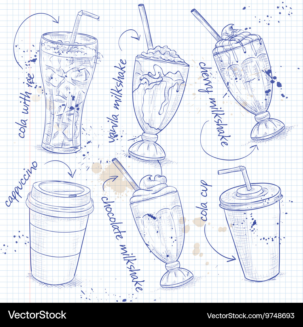 Drinks menu on a notebook page Vector Image