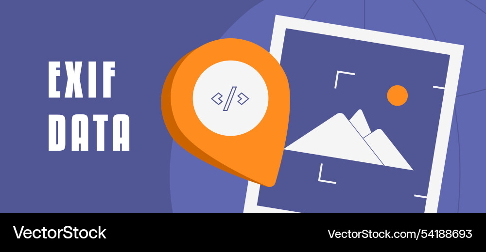 Exif data banner highlighting image Exif data banner highlighting image vector image