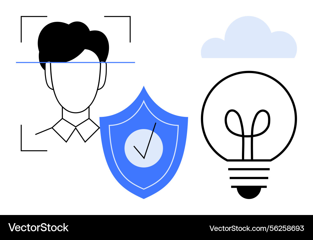 Face recognition data security shield Vector Image