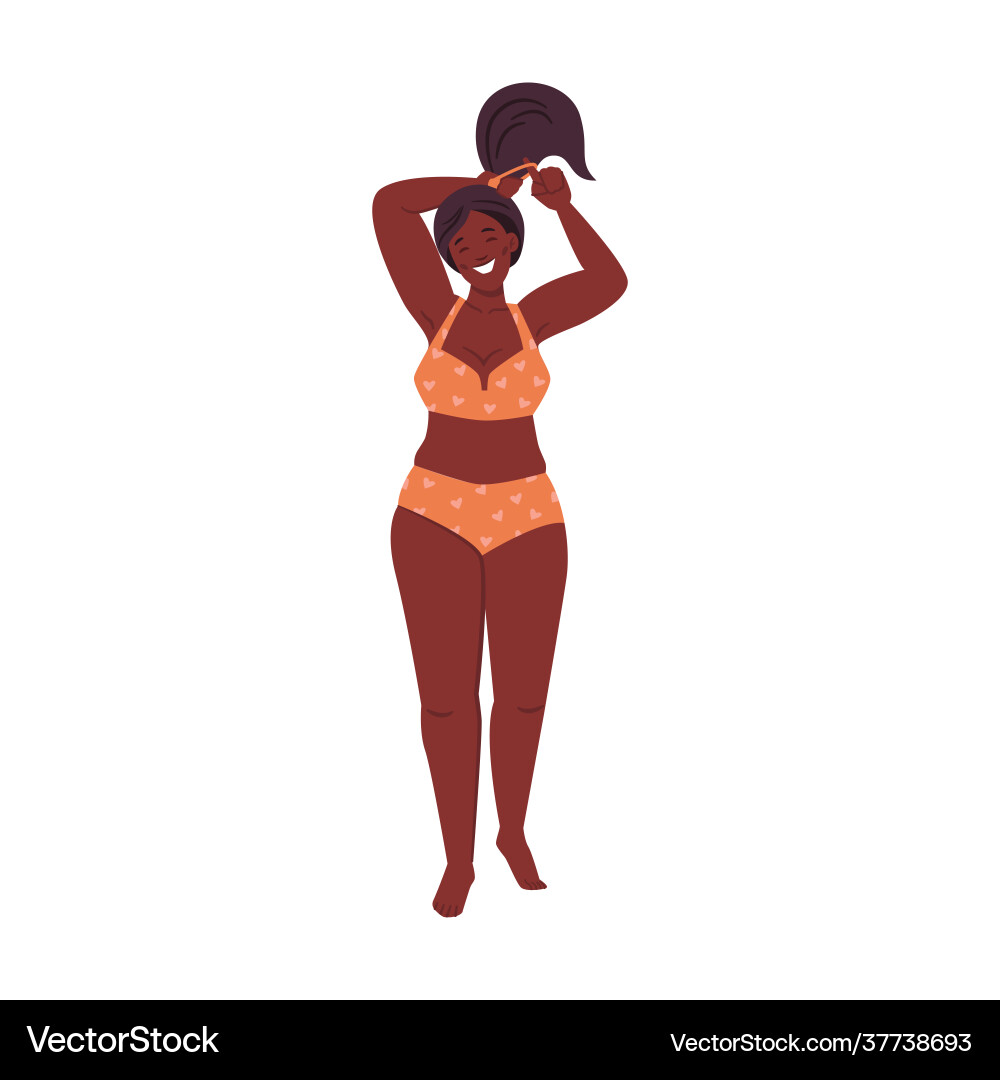 Kleine plump afro american Frau im Badeanzug Kleine plump afro american Frau im Badeanzug vektorbild