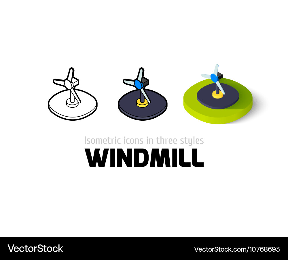 Windmill icon in different style vector image