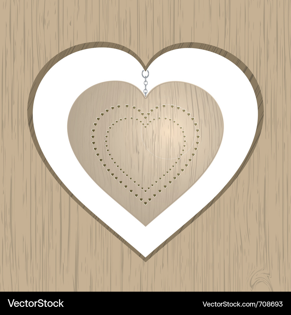 Wooden valentine heart Vector Image