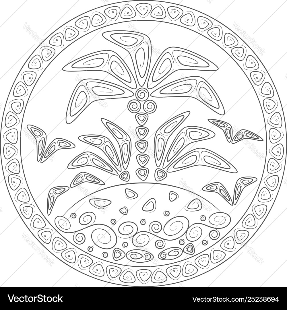 Abstract with palm tree on a island Vector Image