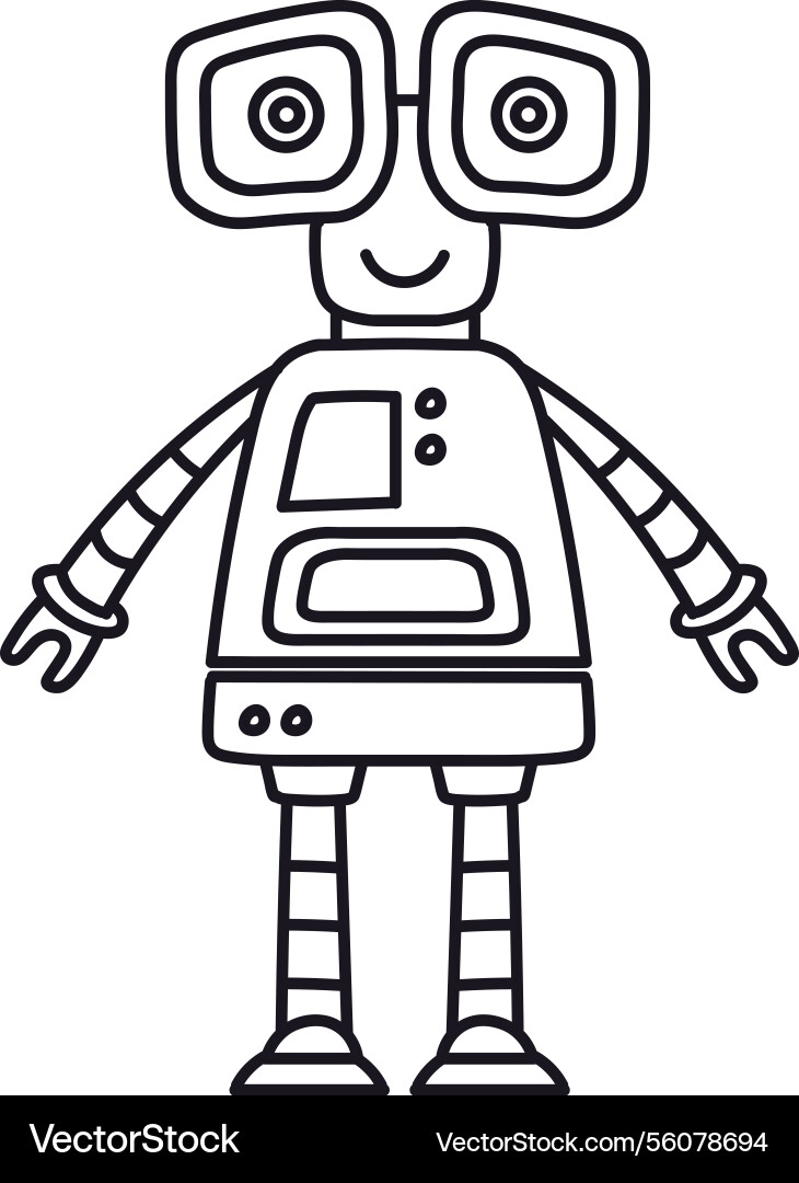 Cheerful Robot Sketch Vector Image
