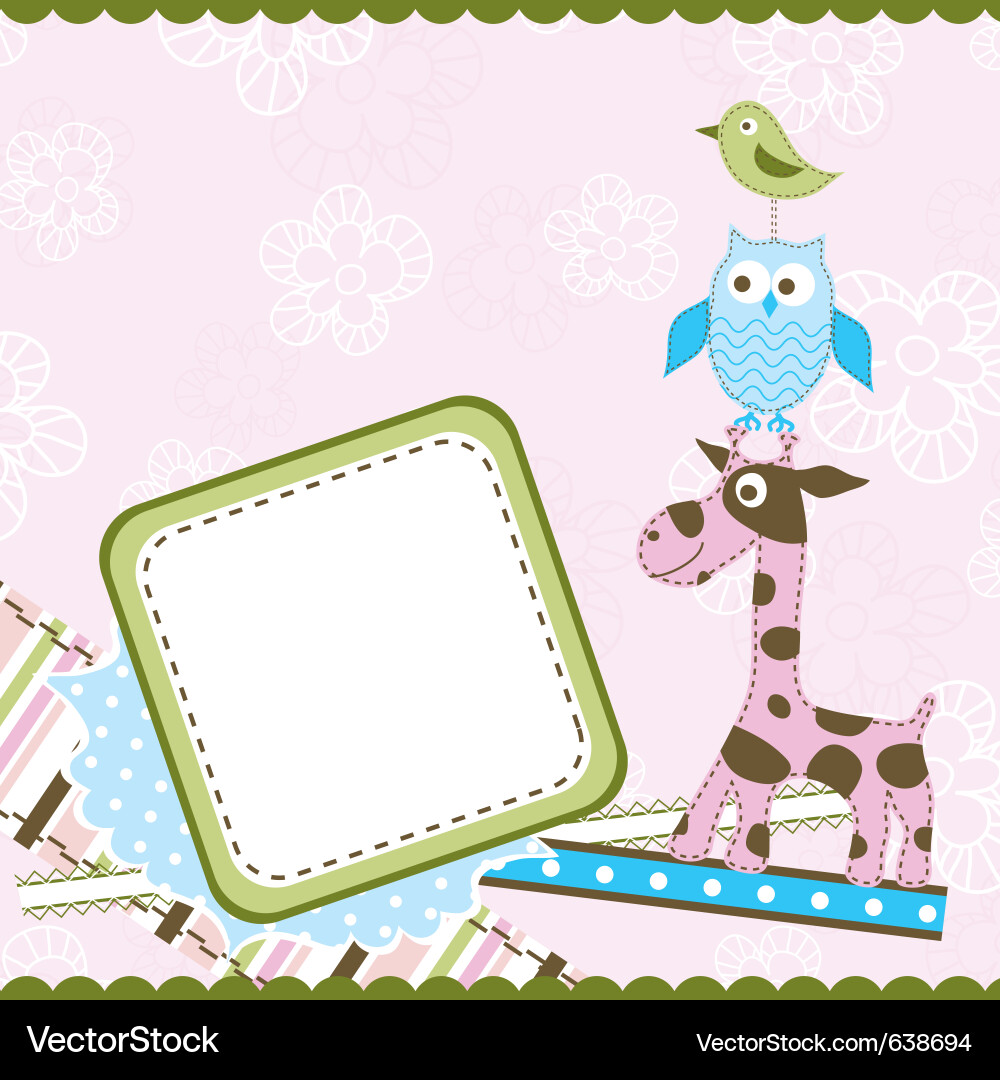 Giraffe Birthday Card Template vector image