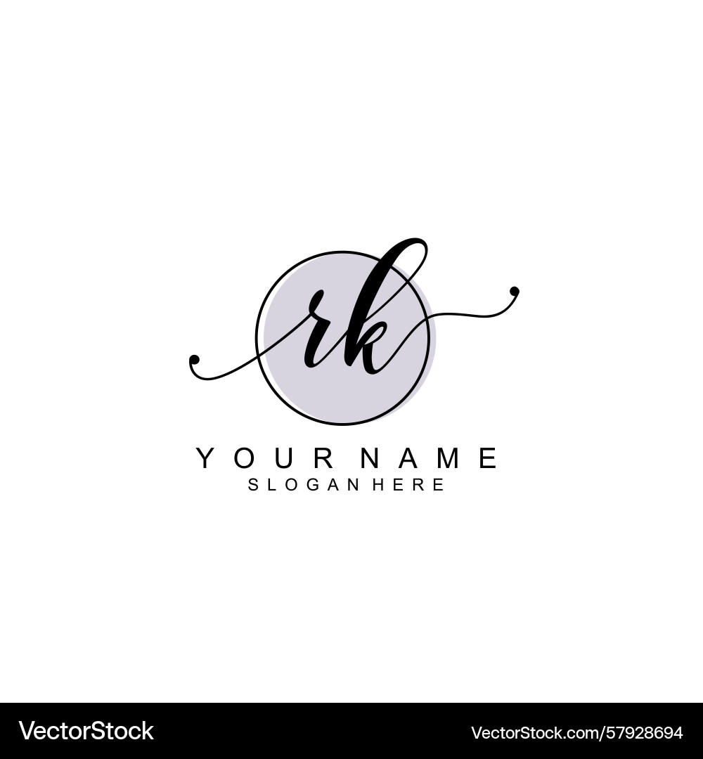 Handwriting logo concepts with initial rk Handwriting logo concepts with initial rk Vector Image