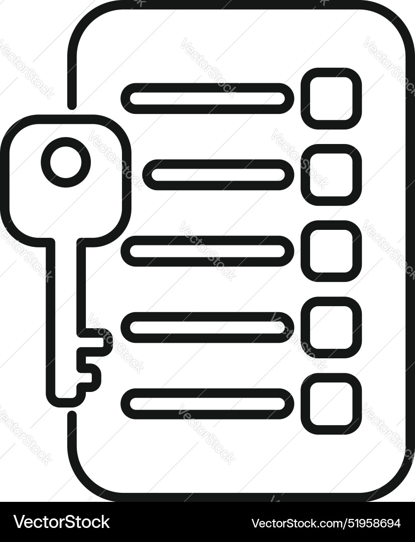 Key unlocking checklist representing problem Key unlocking checklist representing problem Vector Image