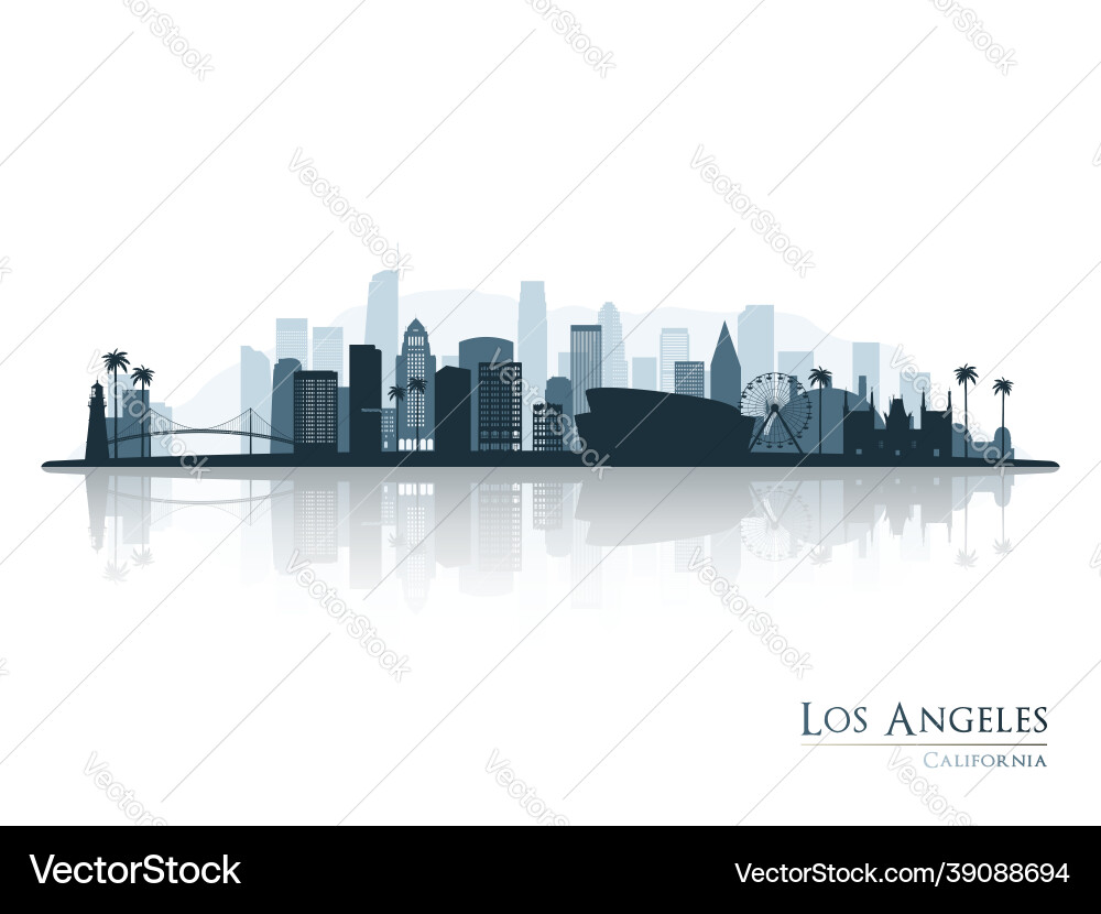 Los Angeles Skyline Silhouette Vector Image
