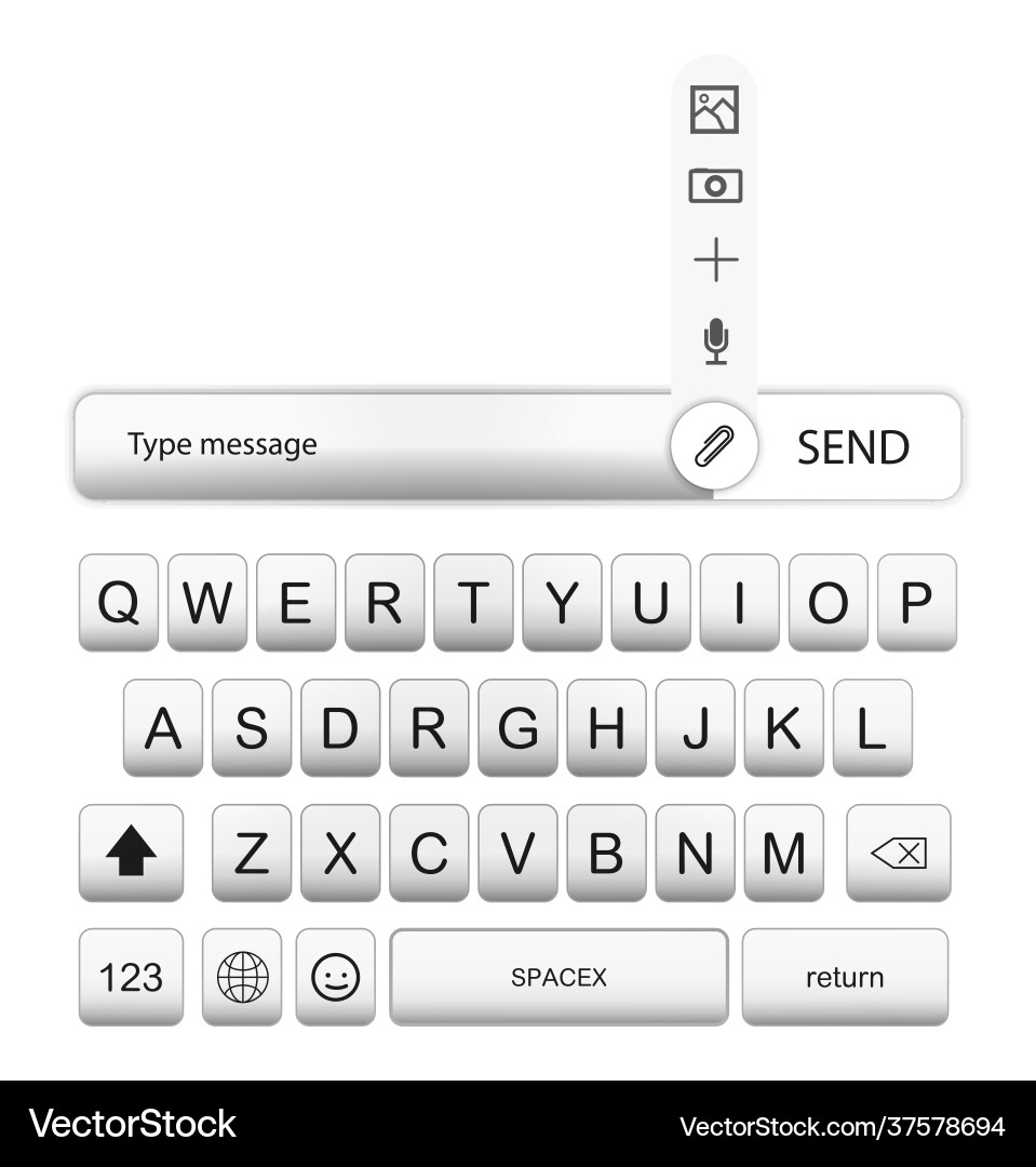 Mobile Keyboard UI - White vector image