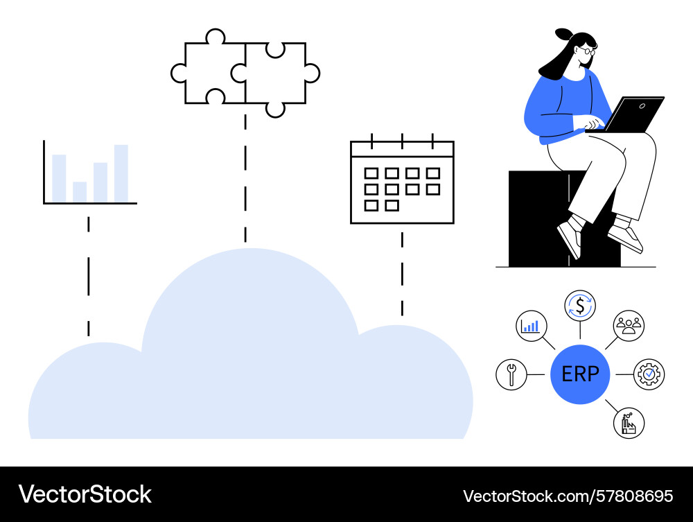 Cloud-based erp system with analysis tools Cloud-based erp system with analysis tools vector image