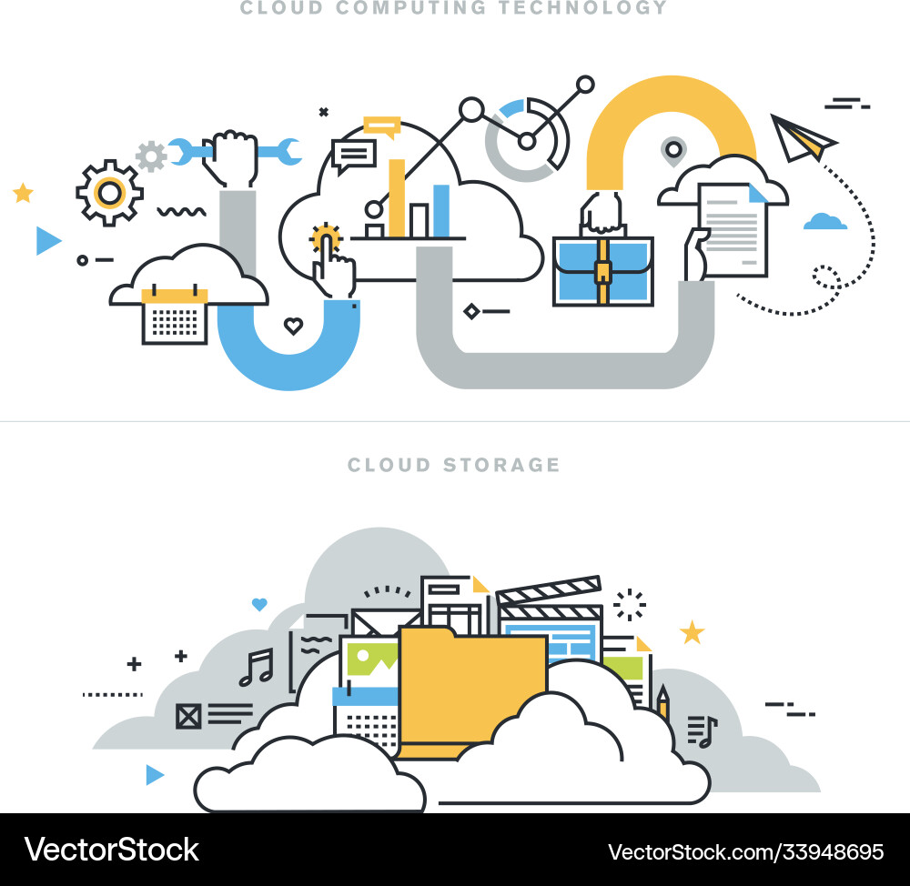 Flat line design concepts vector image