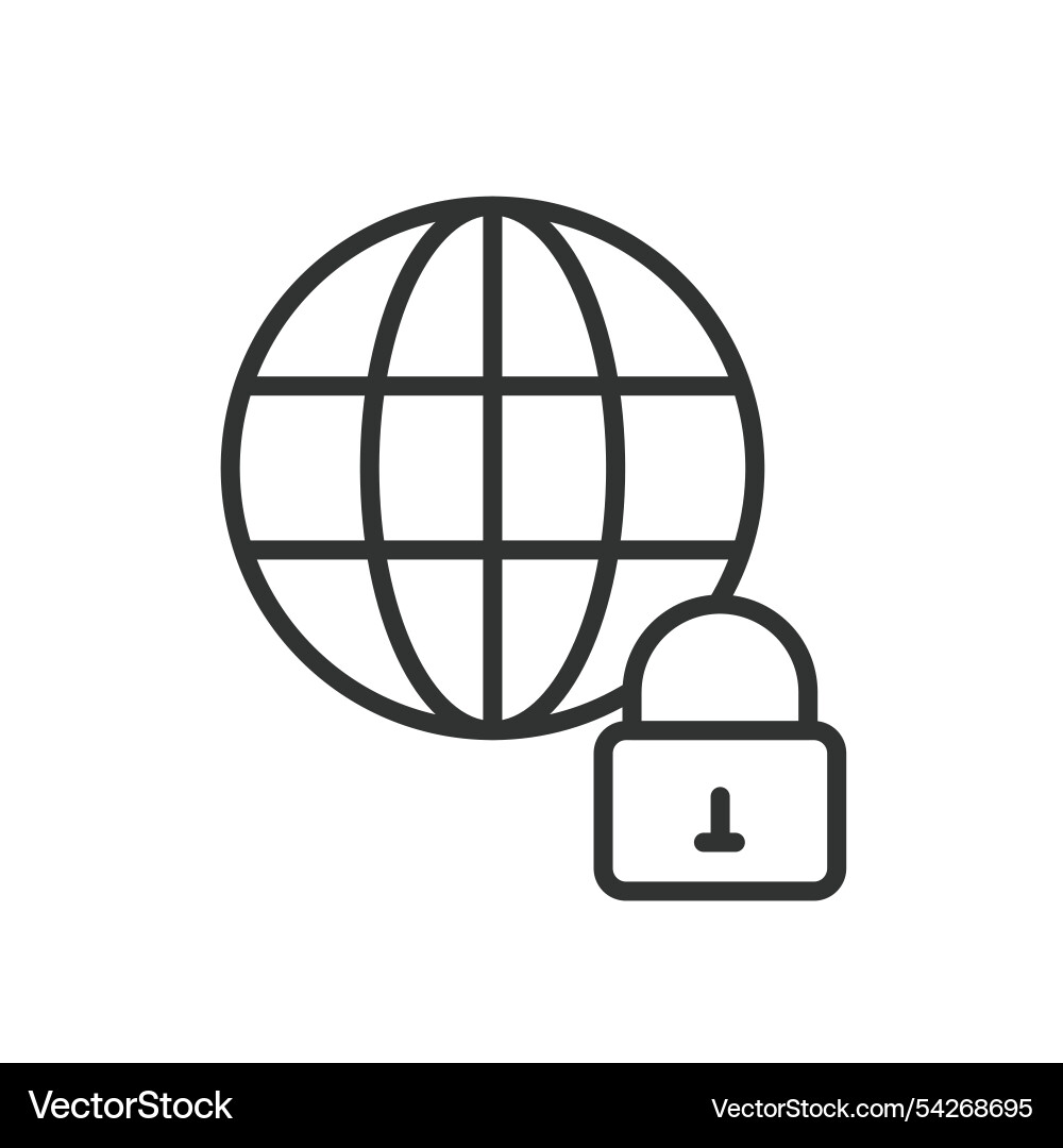 Global lock icon in line design Vector Image