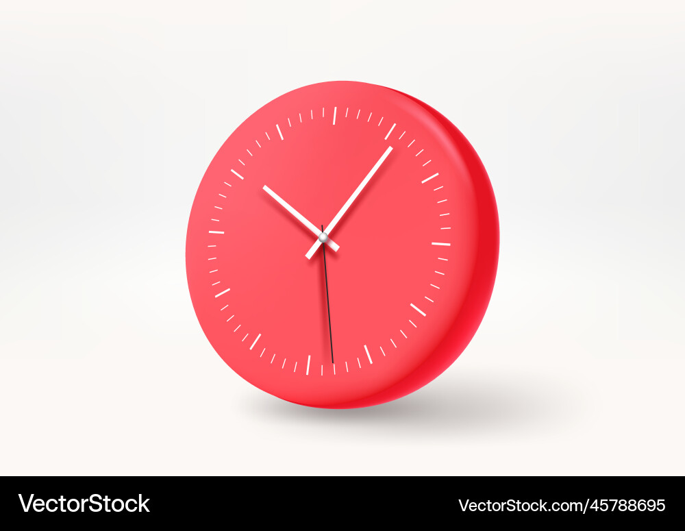 Red 3D Clock with Arrows vector image