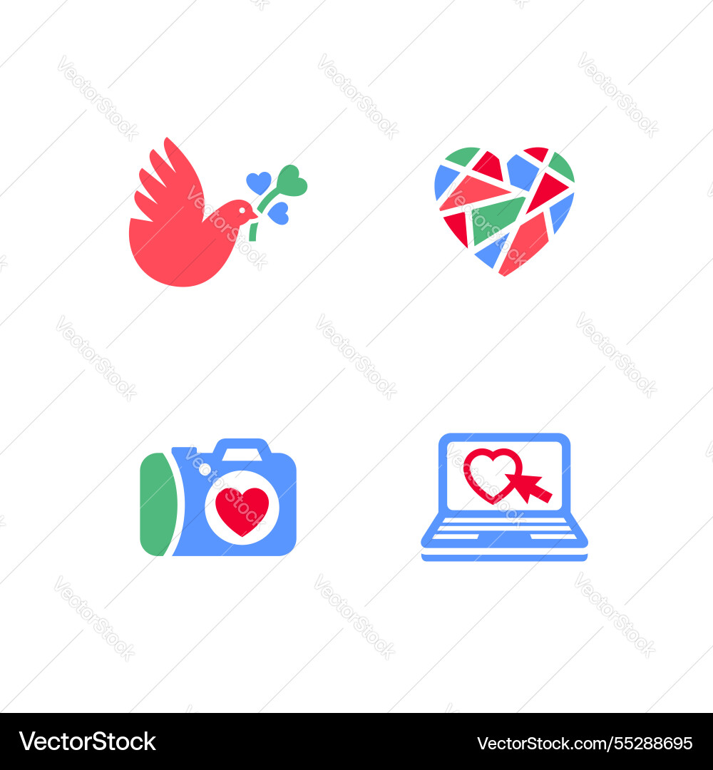 Set icons or valentines day symbols holiday signs Set icons or valentines day symbols holiday signs vector image