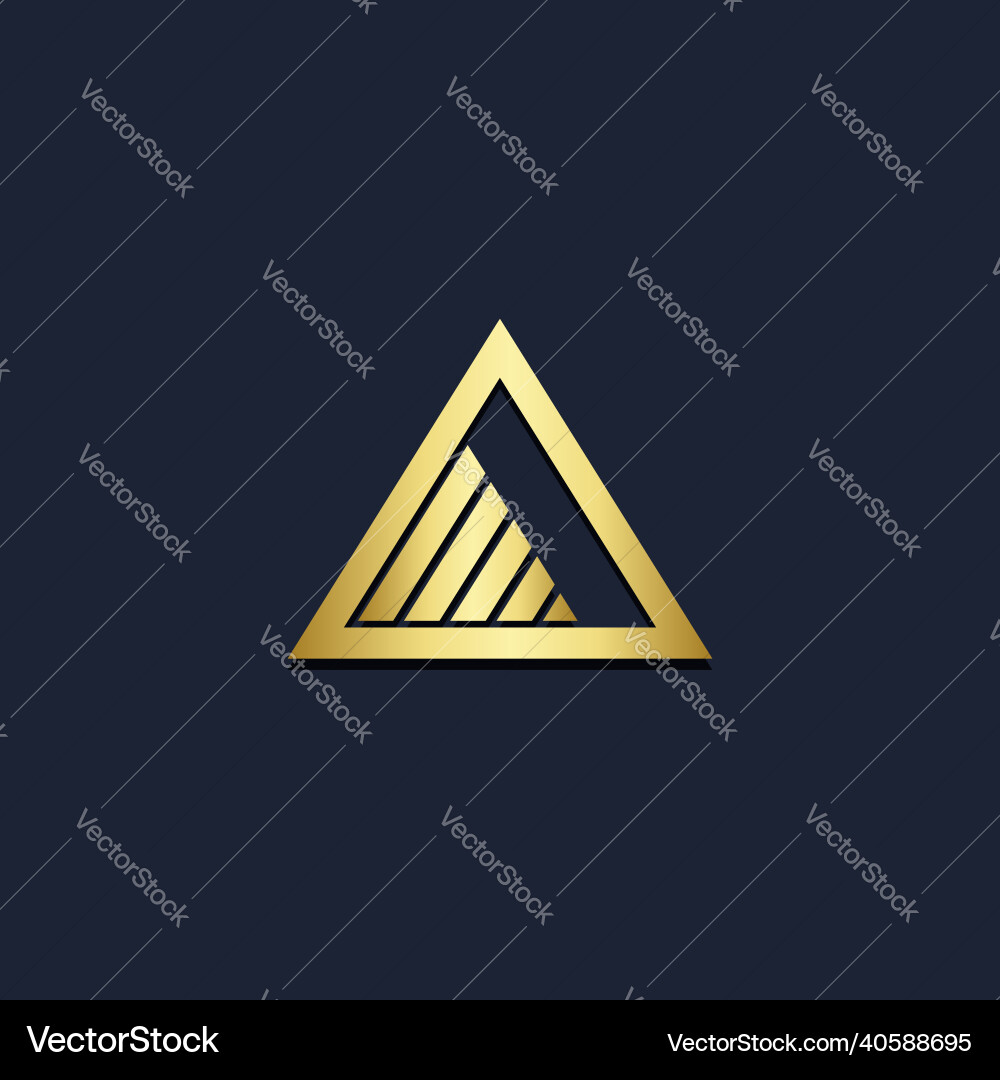Triangle line gold logo Royalty Free Vector Image