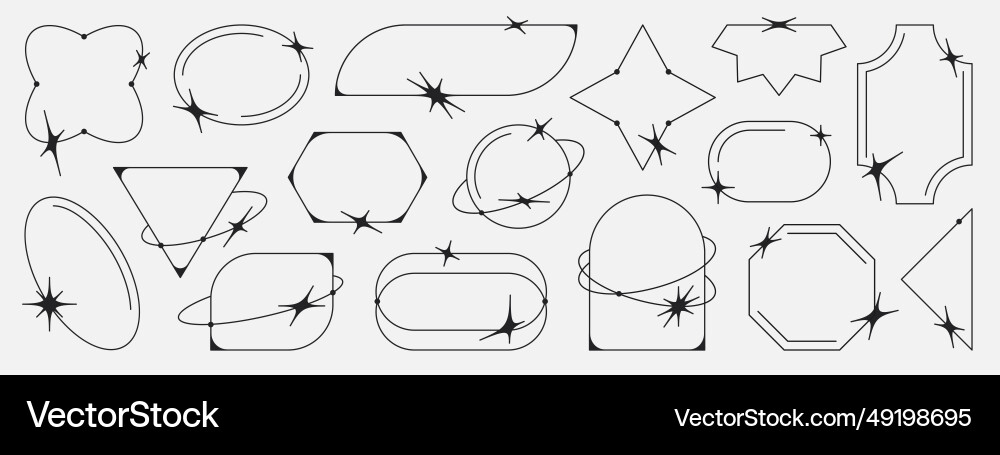 Y2k frames collection minimalistic linear Y2k frames collection minimalistic linear vector image
