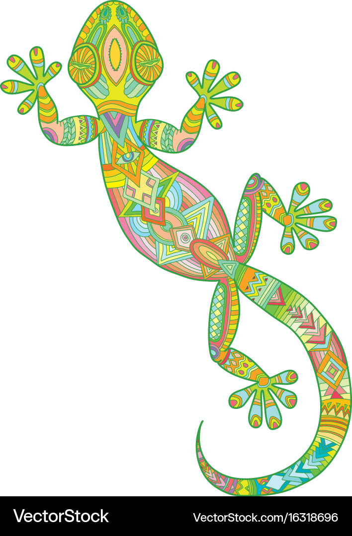 Ethnic Gecko Pattern Lizard – Royalty-Free Vector | VectorStock