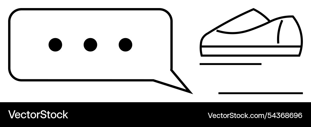 Minimalist shoe with chat bubble and loading bar Minimalist shoe with chat bubble and loading bar vector image