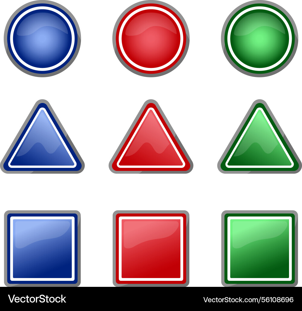 Multi-color 3d button vector image
