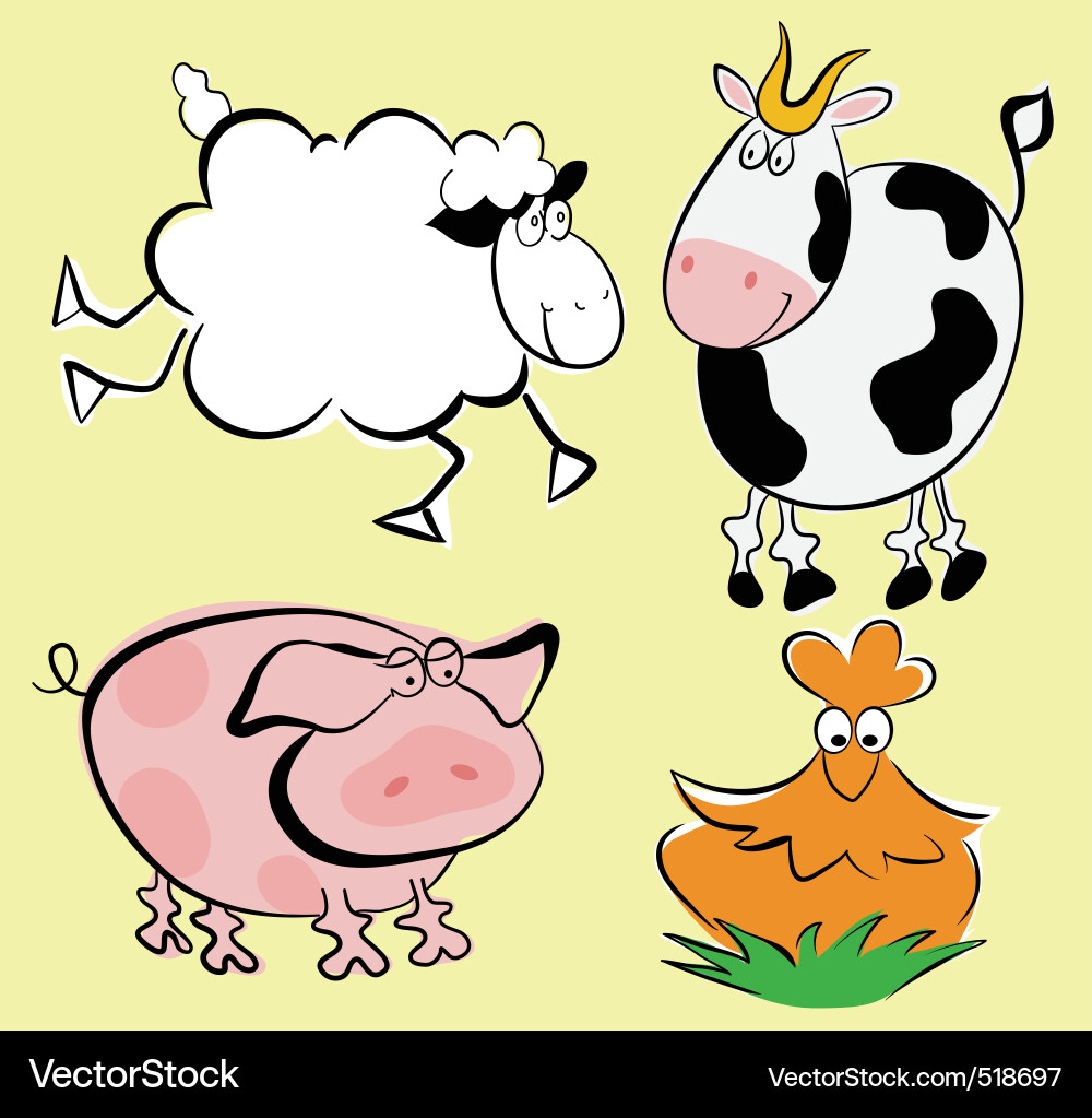  Bauernhof Tiere Lizenzfreies Vektorbild - VectorStock Illustration 
