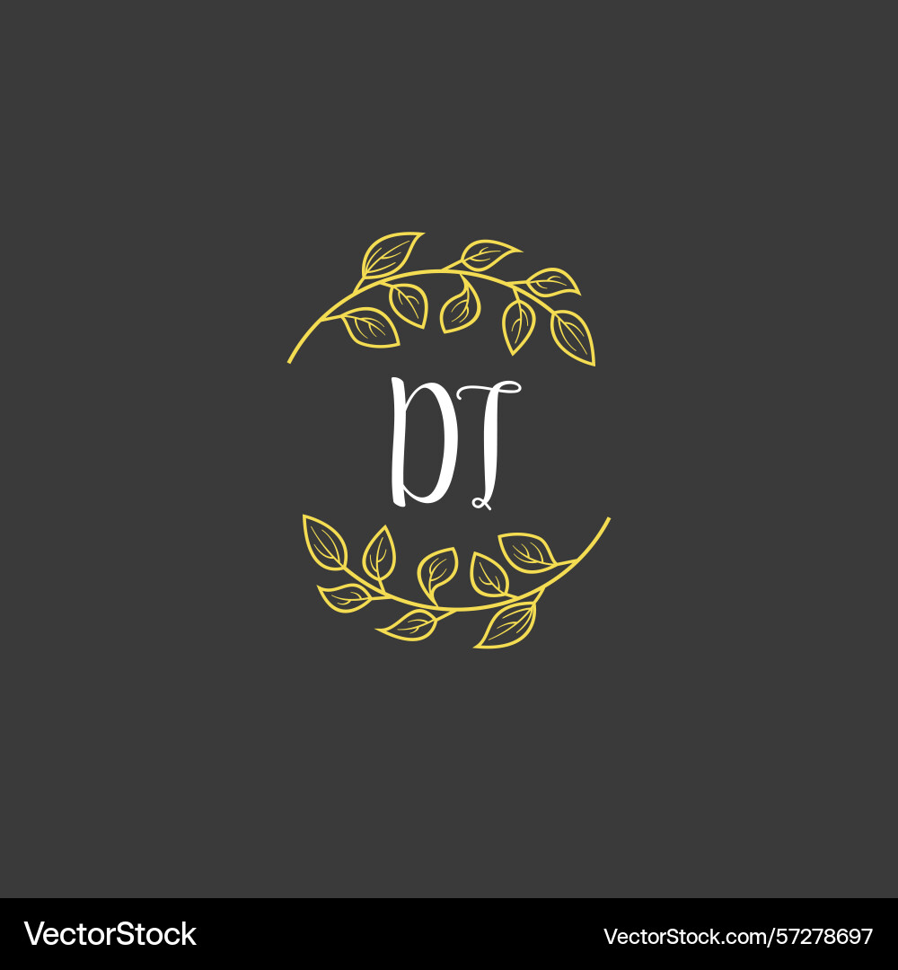Botanical monogram logos with initial dt Vector Image