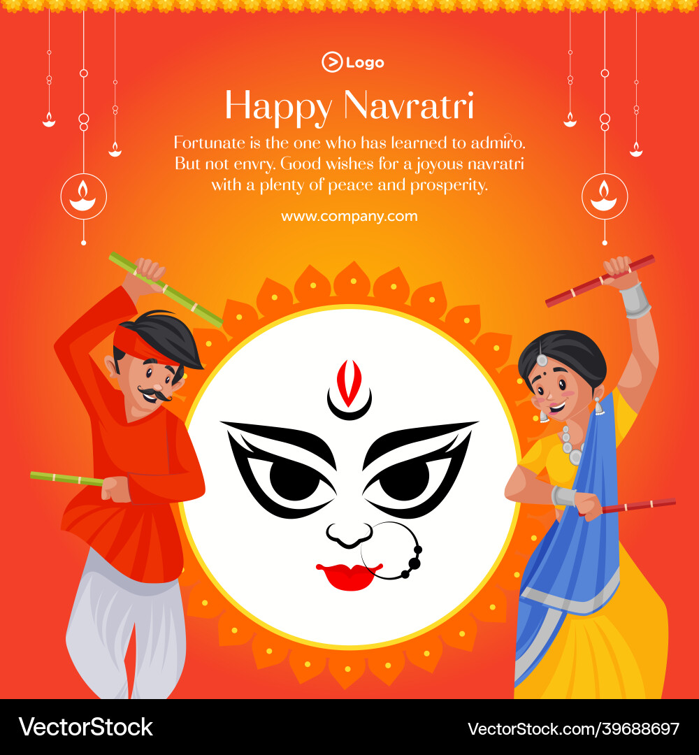 Navratri Banner - Garba & Durga vector image