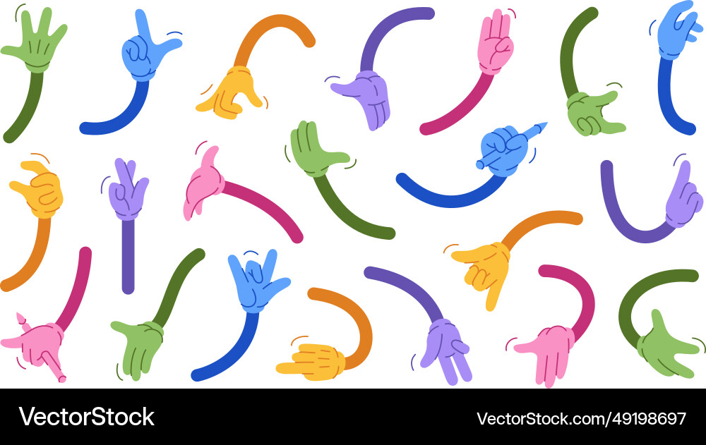 Retro Cartoon Hand Collection Vector Image
