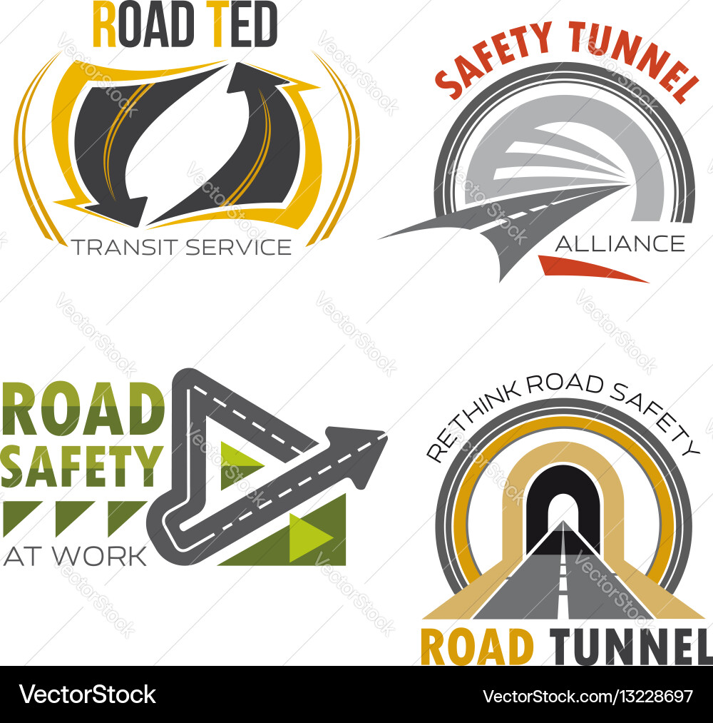 Straße und Autobahn isoliert Symbol Set Vektorbild