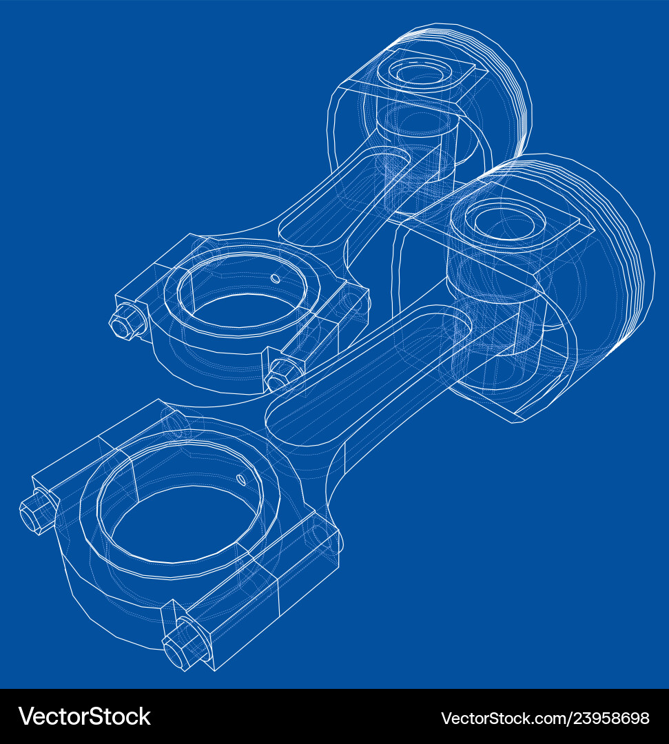 3D Piston Rendering - Wireframe vector image