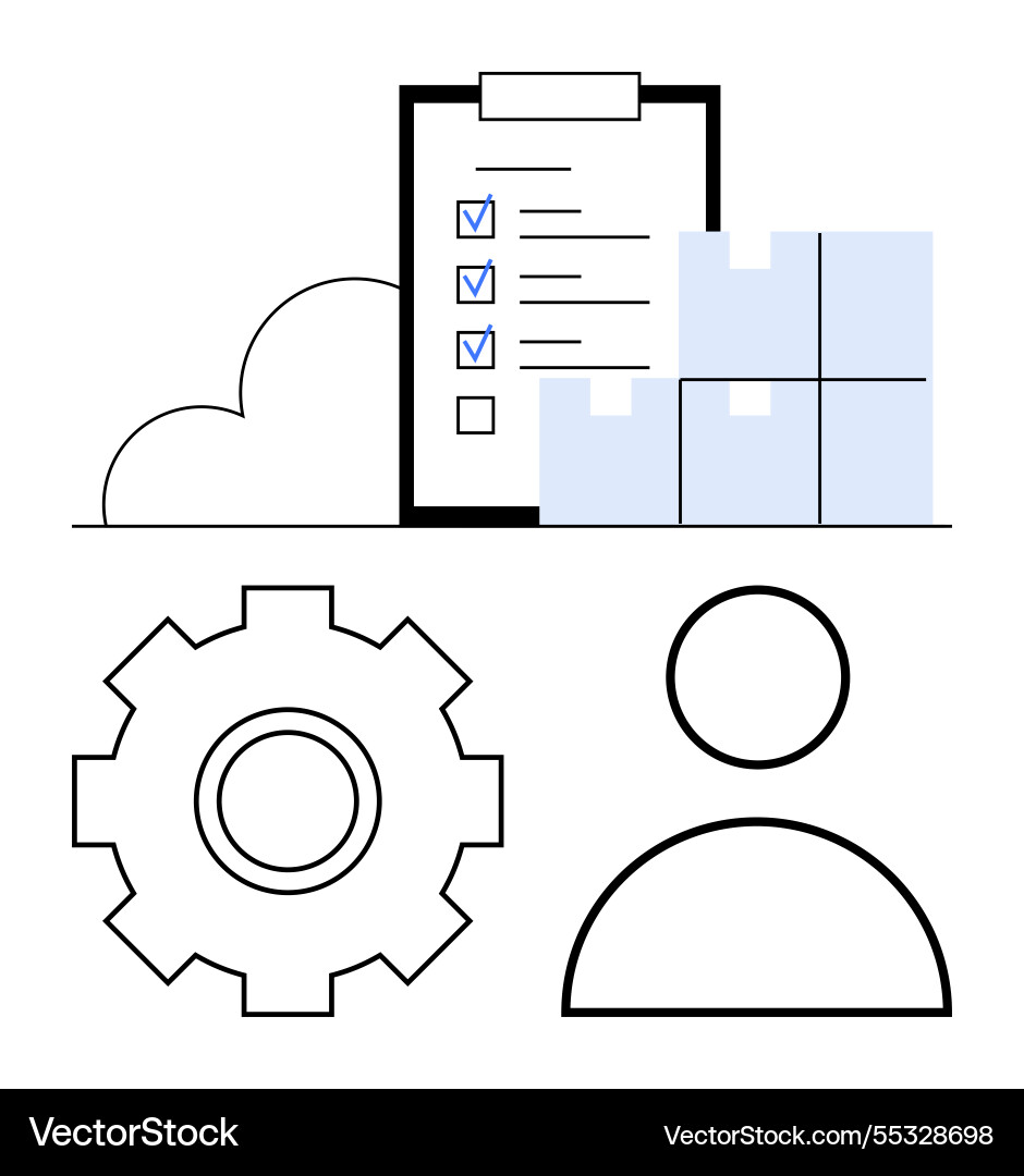 Efficient workflow with checklist gear user icon Efficient workflow with checklist gear user icon vector image
