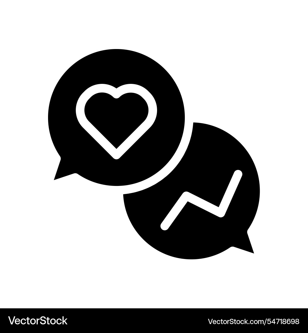 Heart and graph in speech bubbles concept Vector Image