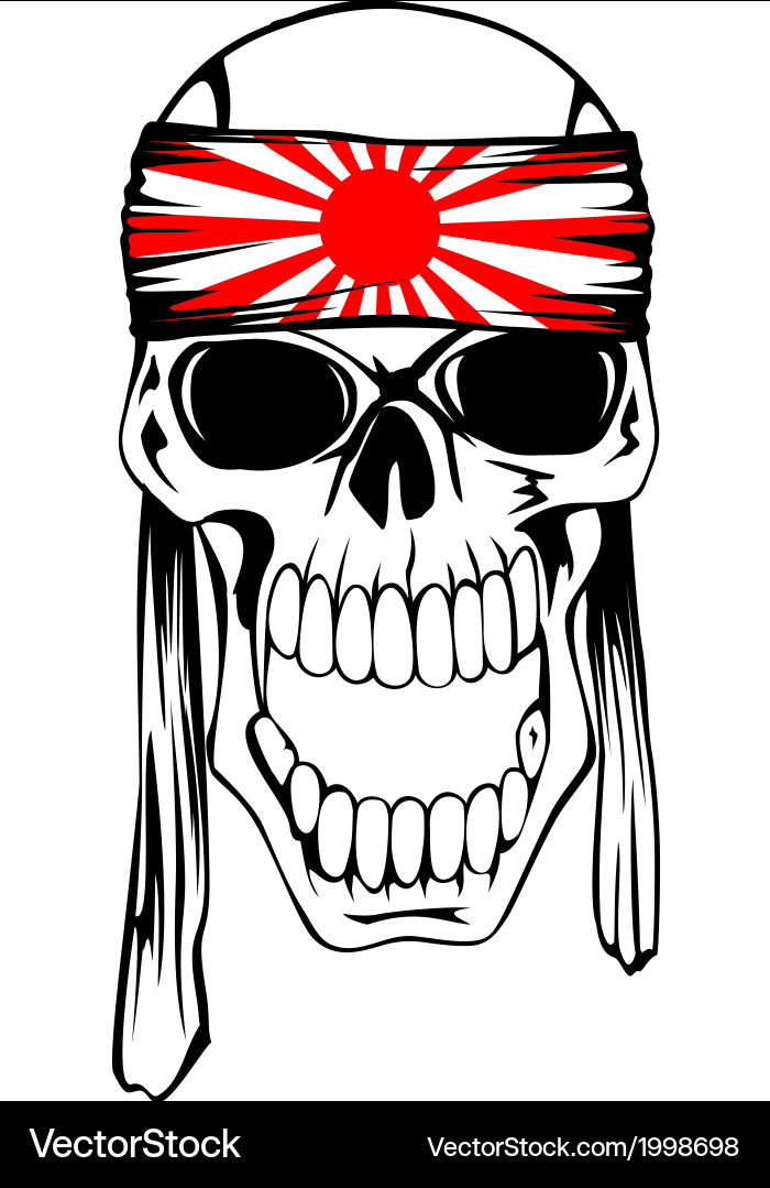 Kamikaze Skull with Hachimaki Vector Image