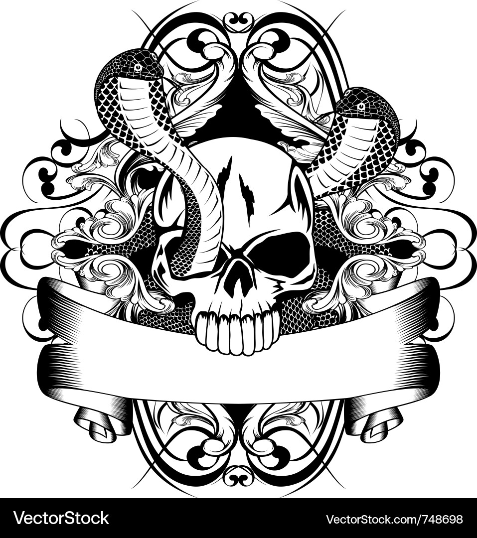 Skull with Snakes vector image