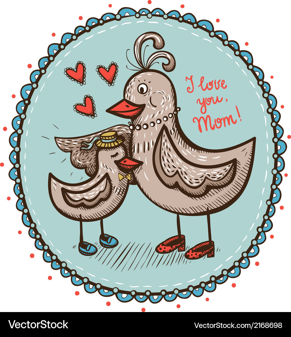 Vignette card element with mother and child Vector Image