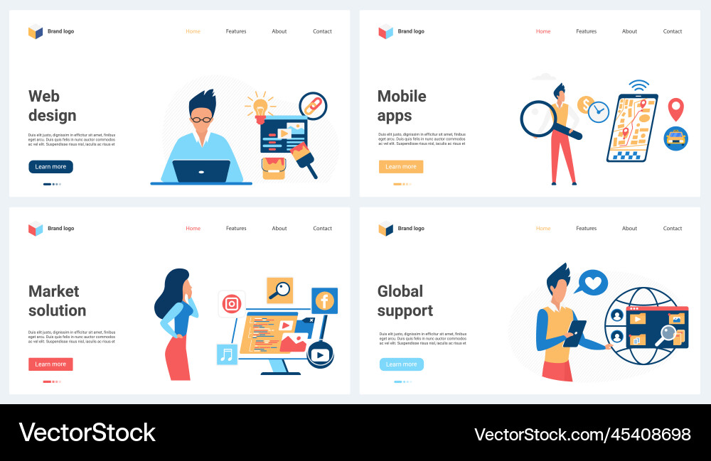 Web design global mobile application support vector image