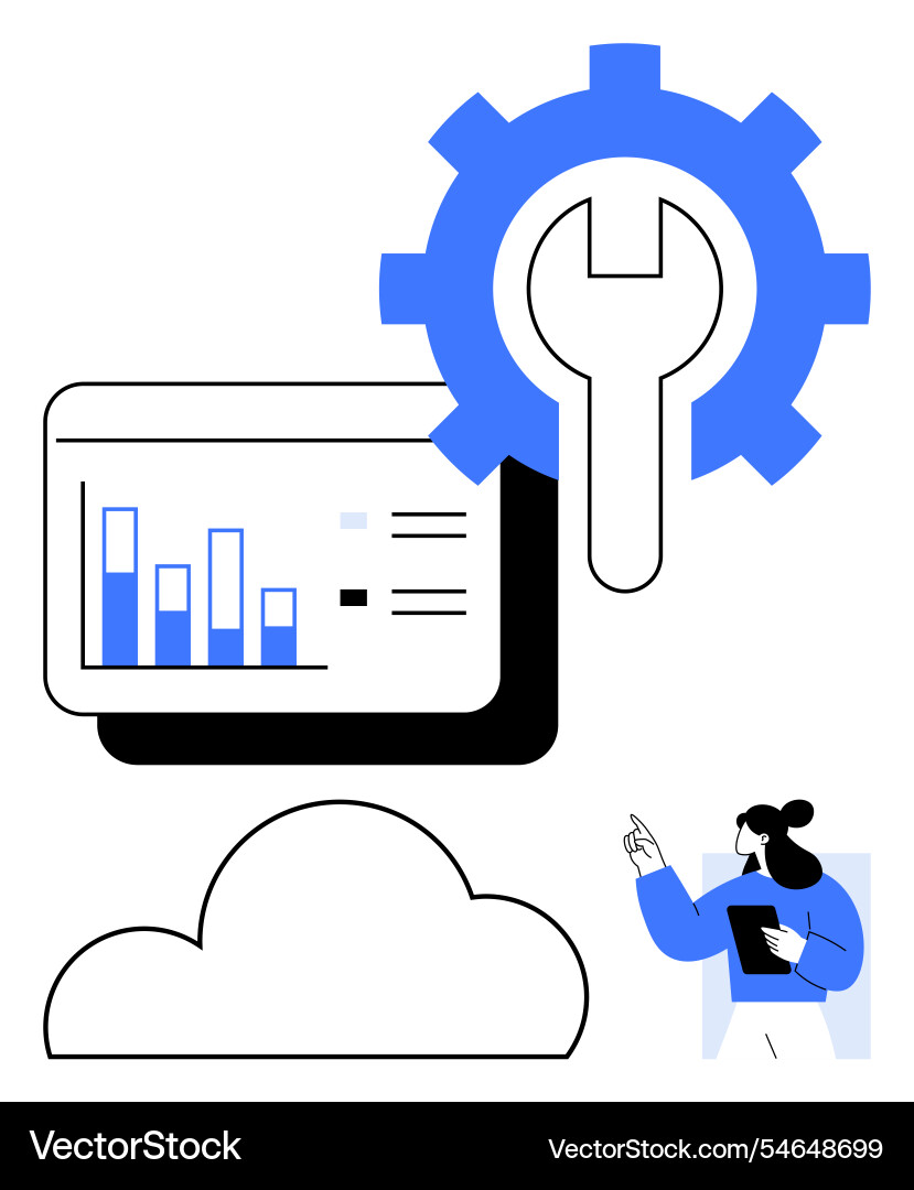 Data analysis and cloud computing setup Data analysis and cloud computing setup Vector Image