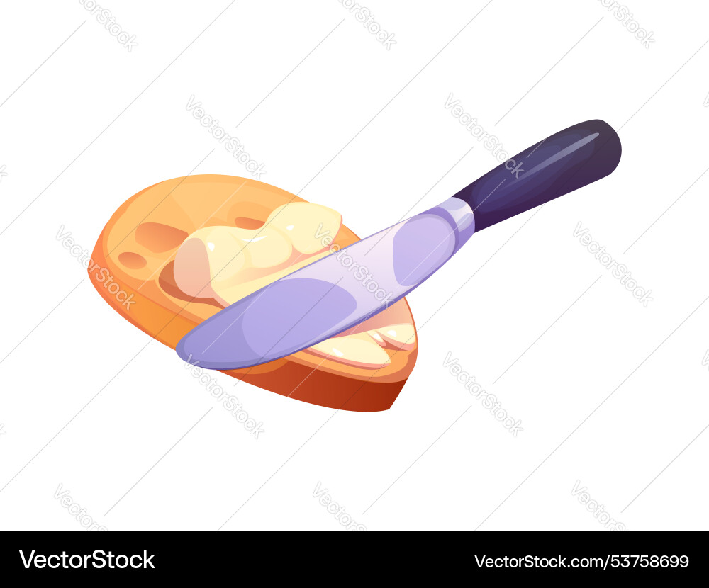 Process of spreading butter on a slice bread Process of spreading butter on a slice bread vector image