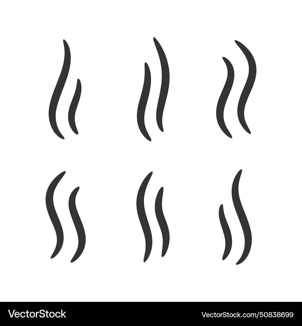 Smoke steam icon set simple isolated flat design Vector Image