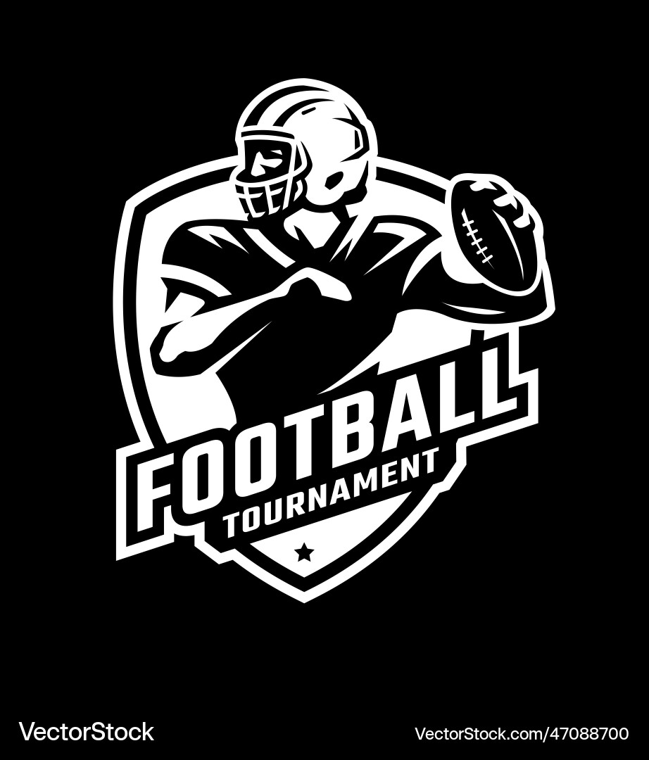 Logo Emblem mit einem amerikanischen Fußballspieler Logo Emblem mit einem amerikanischen Fußballspieler vektorbild