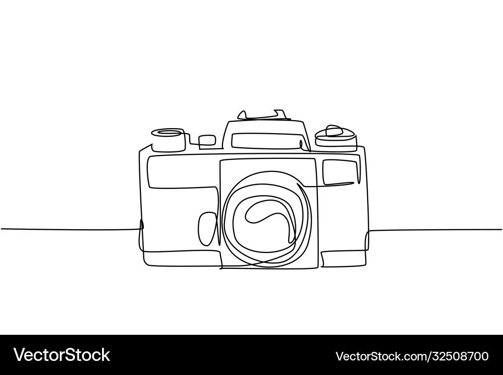 Retro SLR Camera - Single Line Drawing vector image
