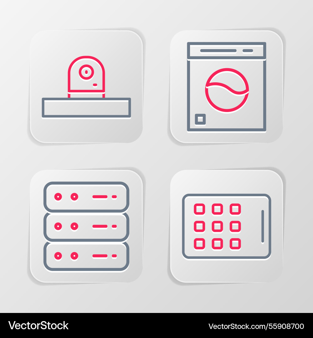 Set line graphic tablet server data web hosting vector image