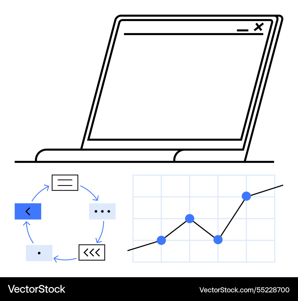 Workflow and data insights with chart process Workflow and data insights with chart process vector image