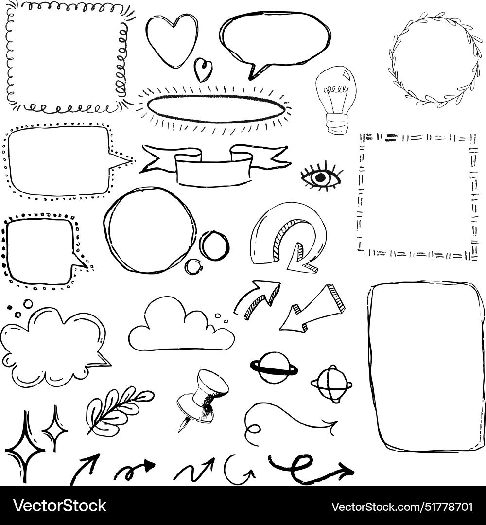 A set of doodle frames and elements for text A set of doodle frames and elements for text vector image
