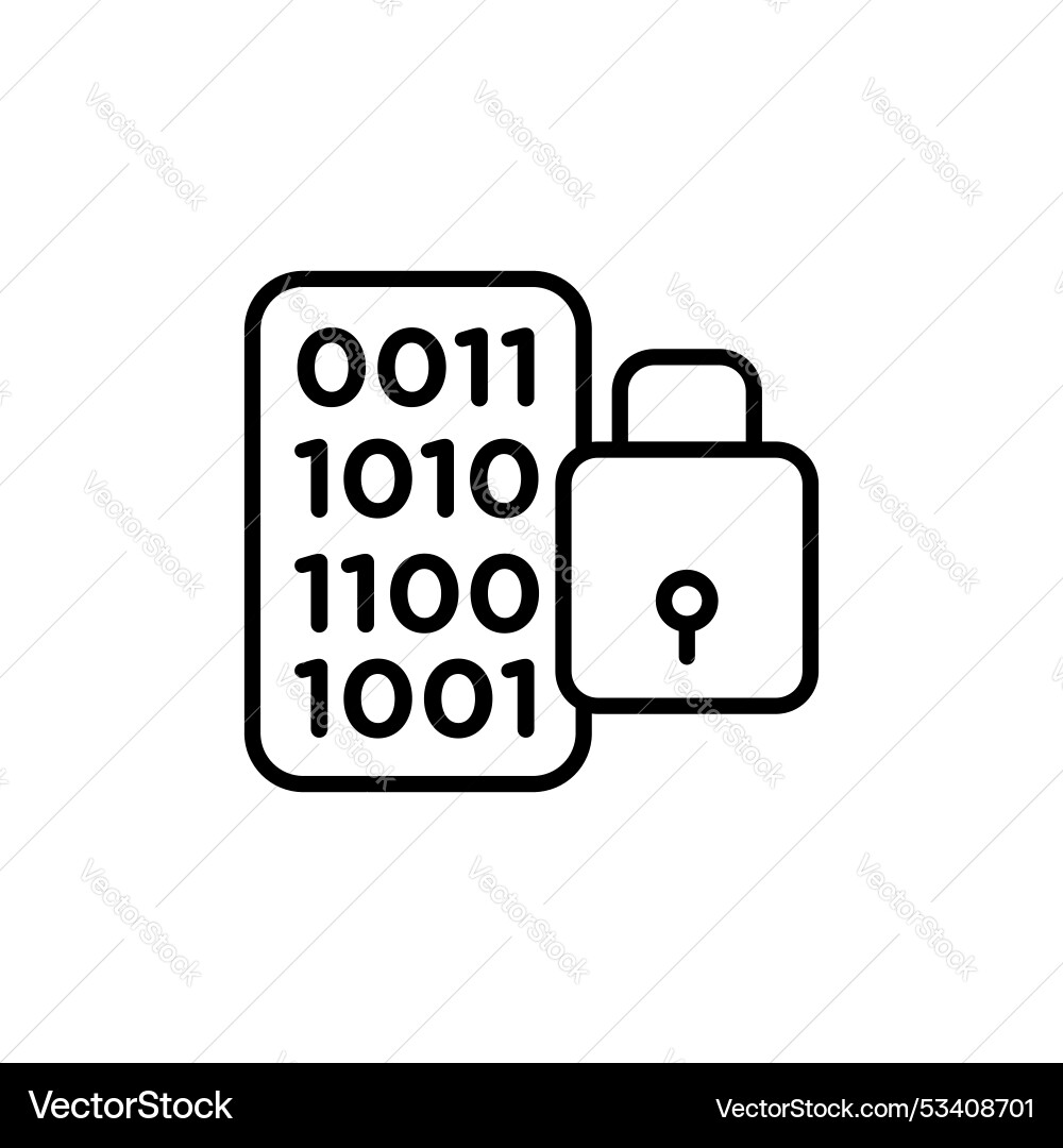 Binary lock icon isolated on white background Vector Image