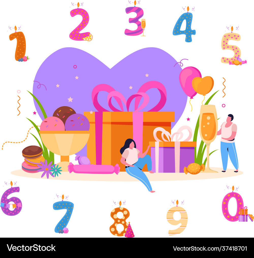 Birthday candle digits composition Birthday candle digits composition vector image